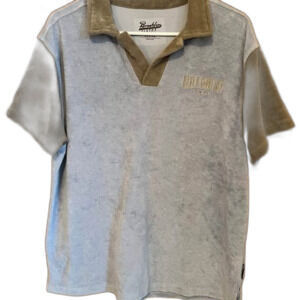 Brooklyn Cloth terry knit shirt men medium short sleeve v neck casual grandpa